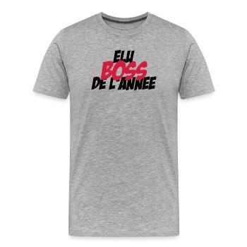 Elu B.O.S.S de l'année ! - T-shirt bio Premium Homme - gris chiné - Devant - Damien (186cm)