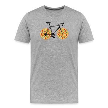 Pizza Bicycle Funny Delivery Rider T-Shirt - Männer Premium Bio T-Shirt - Grau meliert - Vorne - Damien (186cm)