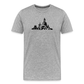 Dresde Skyline DD Ville Frauenkirche Art Symbole - T-shirt bio Premium Homme - gris chiné - Devant - Damien (186cm)