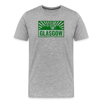Glasgow Skyline Screen Printing - Men's Premium Organic T-Shirt - heather grey - Front - Damien (186cm)
