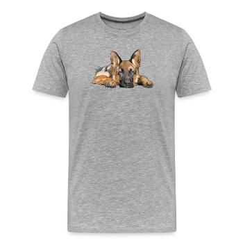 Schäferhund - Männer Premium Bio T-Shirt - Grau meliert - Vorne - Damien (186cm)