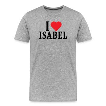 T-Shirt Ich liebe Isabel T-Shirt Geschenkidee - Männer Premium Bio T-Shirt - Grau meliert - Vorne - Damien (186cm)