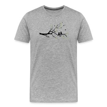 Nachtaktiver grünblättriger Zweig - Männer Premium Bio T-Shirt - Grau meliert - Vorne - Damien (186cm)