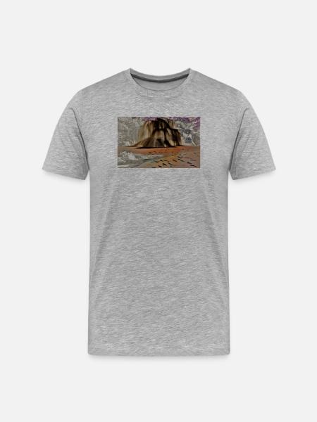 Lavafall am Küstenstrand - Männer Premium Bio T-Shirt - Grau meliert