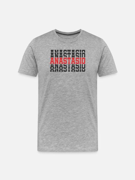 t-shirt Anastasio t-shirt gift stacked text - Men's Premium Organic T-Shirt - heather grey