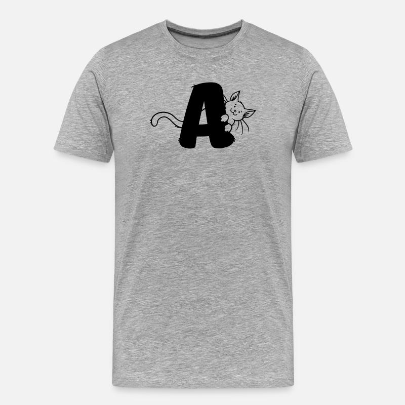 Katze Buchstabe A - Männer Premium Bio T-Shirt - Grau meliert