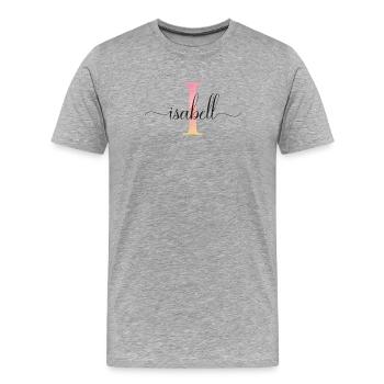 I | Monogramm | Name | Isabell |Watercolor - Männer Premium Bio T-Shirt - Grau meliert - Vorne - Damien (186cm)