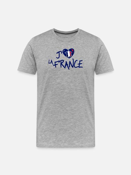 Ich liebe Frankreich - Männer Premium Bio T-Shirt - Grau meliert