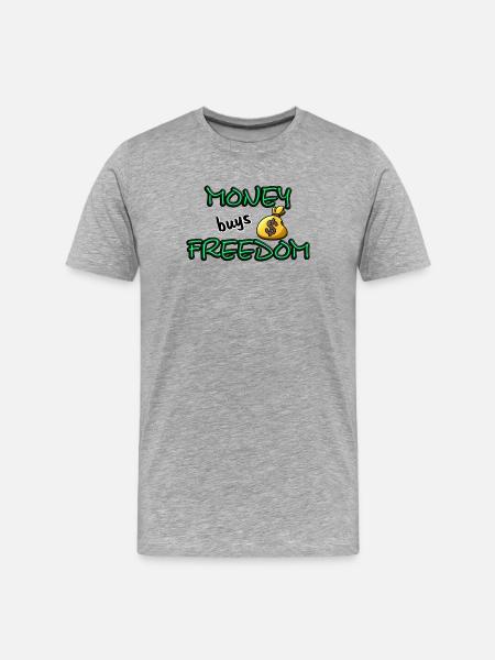 money buys freedom - Men's Premium Organic T-Shirt - heather grey