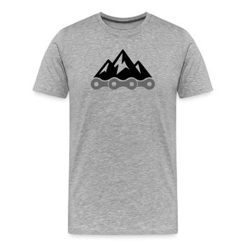 Gravelbike Logo – Fahrradkette mit Bergsilhouette - Männer Premium Bio T-Shirt - Grau meliert - Vorne - Damien (186cm)