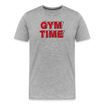 Zeit im Fitnessstudio - Männer Premium Bio T-Shirt - Grau meliert - Vorne - Damien (186cm)