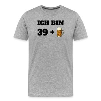 39 + 1 bière disant 40e anniversaire des hommes - T-shirt bio Premium Homme - gris chiné - Devant - Damien (186cm)