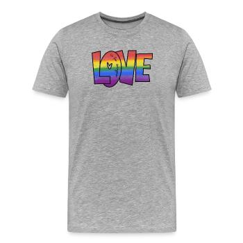 Rainbow Love Lettering Love is for everyone - Men's Premium Organic T-Shirt - heather grey - Front - Damien (186cm)