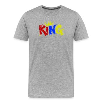 König Bunt - Männer Premium Bio T-Shirt - Grau meliert - Vorne - Damien (186cm)