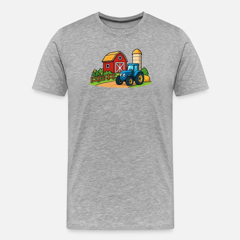 Lustiger Bauernhof mit Traktor - Männer Premium Bio T-Shirt - Grau meliert
