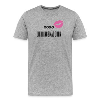 Kiss Me – Conception de lèvres romantiques xoxo - T-shirt bio Premium Homme - gris chiné - Devant - Damien (186cm)