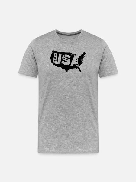 USA Silhouette mit Sternen - Männer Premium Bio T-Shirt - Grau meliert