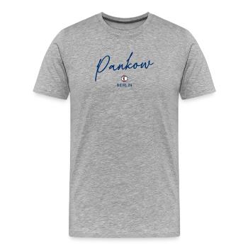 Pankow - Berlin Flagge - Berliner Bär - Berlinerin - Männer Premium Bio T-Shirt - Grau meliert - Vorne - Damien (186cm)