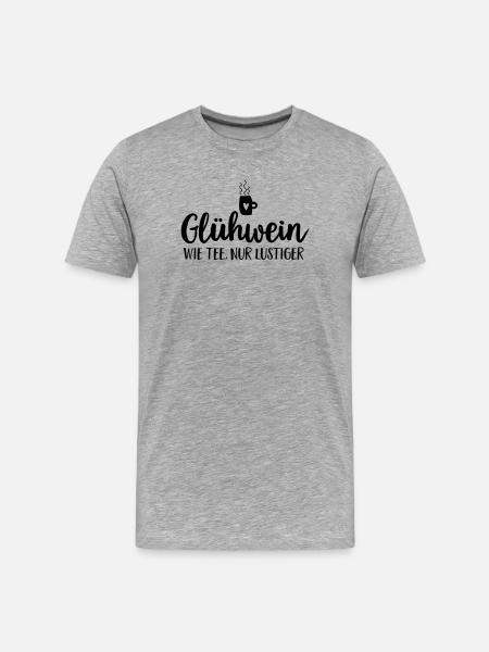 Gluehwein Weihnachtsmarkt Spruch Humor - Männer Premium Bio T-Shirt - Grau meliert