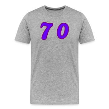 70. 70 ANS. 70e ANNIVERSAIRE. ANNIVERSAIRE 70 ANS. - T-shirt bio Premium Homme - gris chiné - Devant - Damien (186cm)