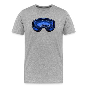 Skibrille Berge - Männer Premium Bio T-Shirt - Grau meliert - Vorne - Damien (186cm)