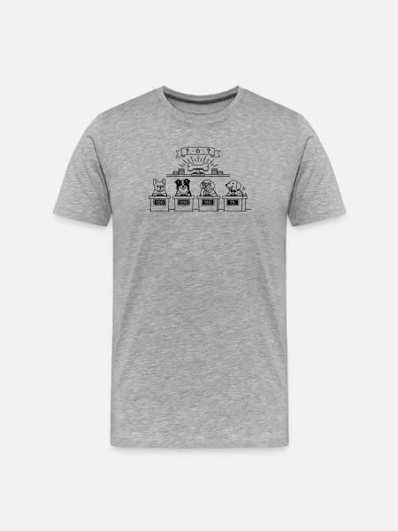 Quiz Dog Line Art - Men's Premium Organic T-Shirt - heather grey