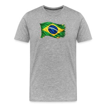 Brazilian Flag Brazil - Men's Premium Organic T-Shirt - heather grey - Front - Damien (186cm)
