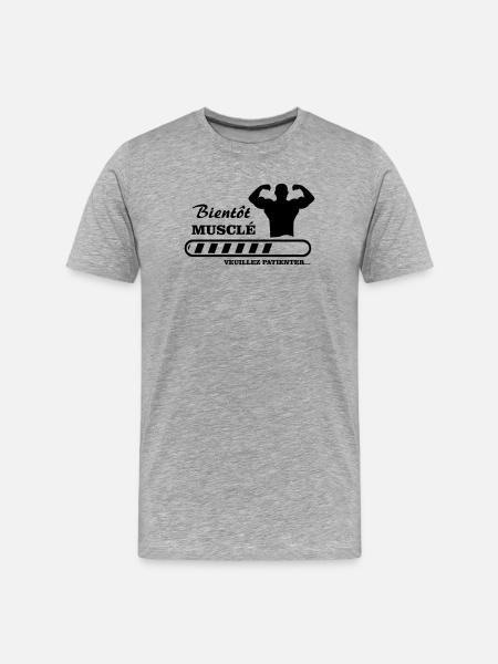 bientôt musclé  - T-shirt bio Premium Homme - gris chiné
