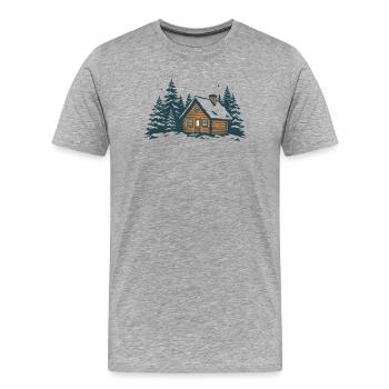 Winterwaldhütte - Männer Premium Bio T-Shirt - Grau meliert - Vorne - Damien (186cm)