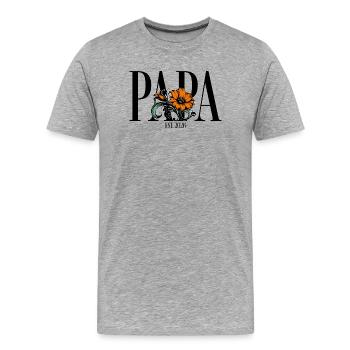 Papa – Vintage Blumen Design Geschenkidee - Männer Premium Bio T-Shirt - Grau meliert - Vorne - Damien (186cm)