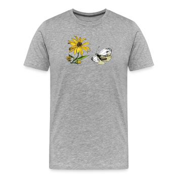 Schmetterling und Sonnenblume  - Männer Premium Bio T-Shirt - Grau meliert - Vorne - Damien (186cm)