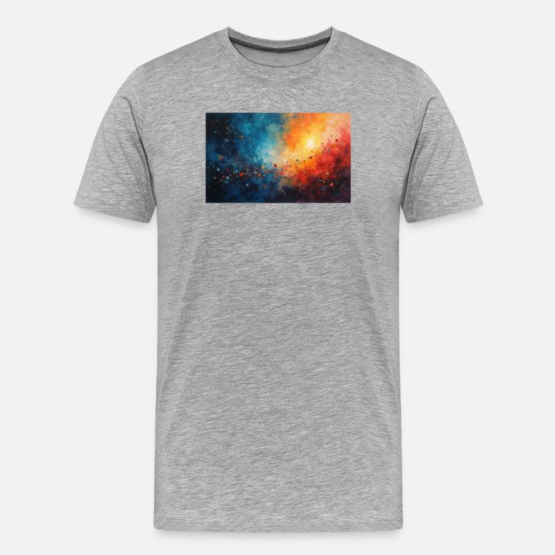 Cosmic Dawn Abstract Splash - Männer Premium Bio T-Shirt - Grau meliert
