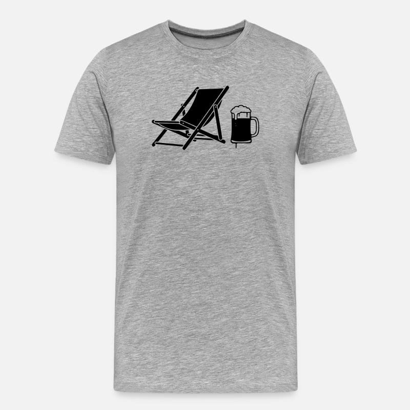 Liegestuhl Bier Urlaub Icon - Männer Premium Bio T-Shirt - Grau meliert
