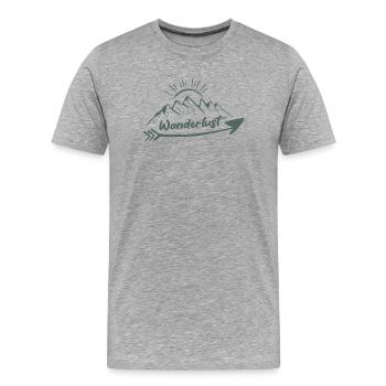 Wanderlust Mountain Outdoor Travel Design - T-shirt bio Premium Homme - gris chiné - Devant - Damien (186cm)
