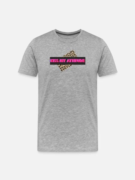 Kiss My Attitude - Männer Premium Bio T-Shirt - Grau meliert