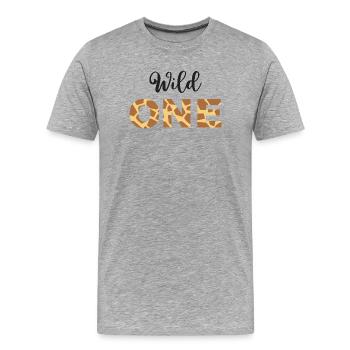 Lettres imprimées de girafe Wild One - T-shirt bio Premium Homme - gris chiné - Devant - Damien (186cm)