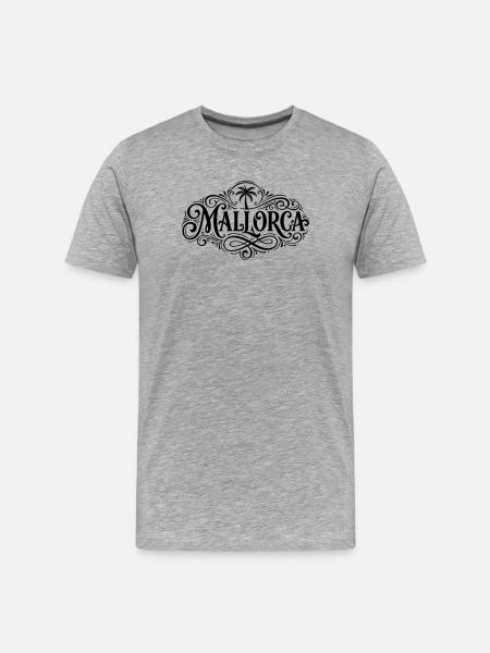 Mallorca Schriftzug Palme - Männer Premium Bio T-Shirt - Grau meliert