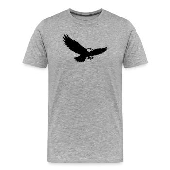 Eagle Silhouette Bird of Prey Logo - Men's Premium Organic T-Shirt - heather grey - Front - Damien (186cm)
