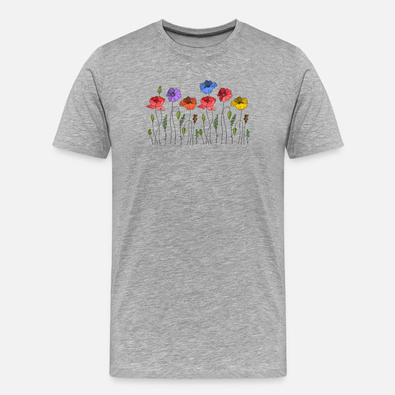 Blumen - Männer Premium Bio T-Shirt - Grau meliert