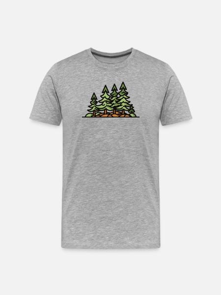 Wald Bäume - Männer Premium Bio T-Shirt - Grau meliert