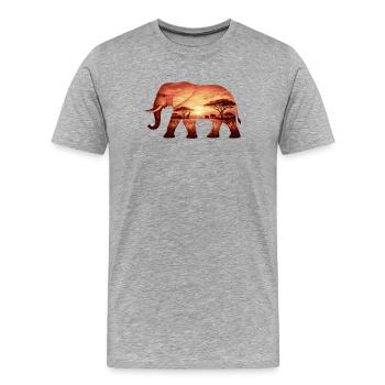 Elefant auf Savanne - Männer Premium Bio T-Shirt - Grau meliert - Vorne - Damien (186cm)