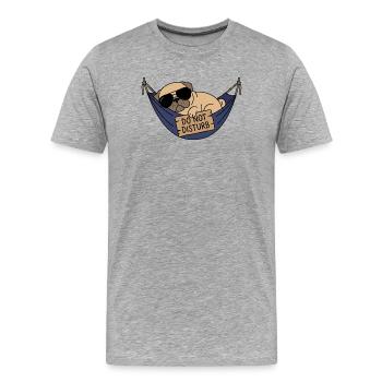 Pug in Vacation Mode: Do Not Disturb Shirt - Men's Premium Organic T-Shirt - heather grey - Front - Damien (186cm)