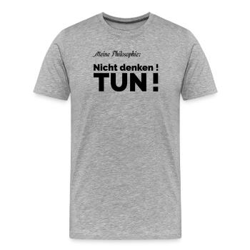 Philosophie - Männer Premium Bio T-Shirt - Grau meliert - Vorne - Damien (186cm)