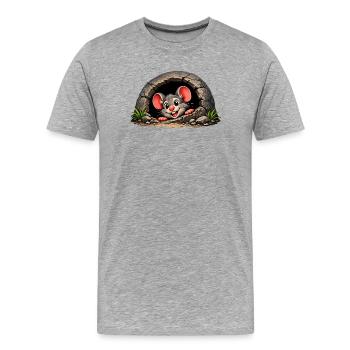 Little mouse out of hole - Men's Premium Organic T-Shirt - heather grey - Front - Damien (186cm)