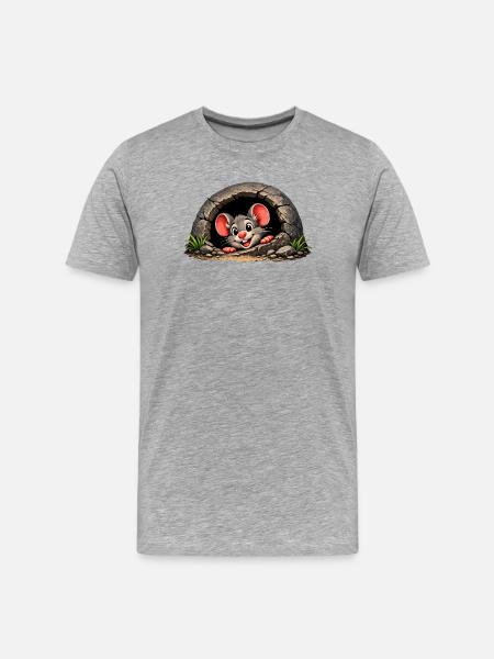 Little mouse out of hole - Men's Premium Organic T-Shirt - heather grey