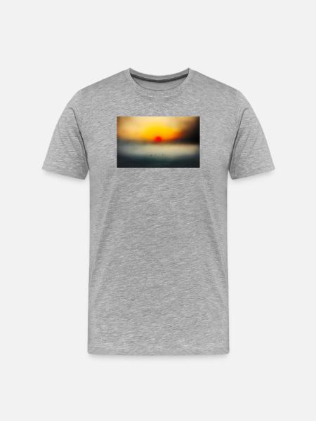 Abendstimmung am ruhigen Meer - Männer Premium Bio T-Shirt - Grau meliert