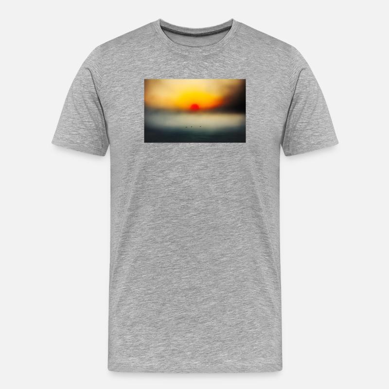 Abendstimmung am ruhigen Meer - Männer Premium Bio T-Shirt - Grau meliert