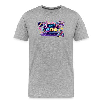 I Love the 80s Neon Retro - Männer Premium Bio T-Shirt - Grau meliert - Vorne - Damien (186cm)
