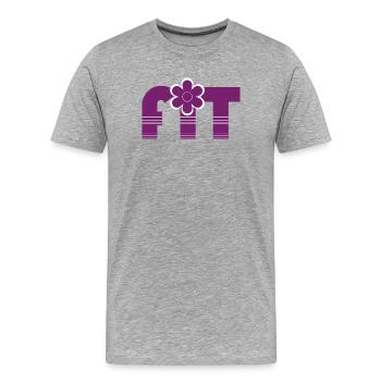 Typographie florale violette avec accent floral - T-shirt bio Premium Homme - gris chiné - Devant - Damien (186cm)