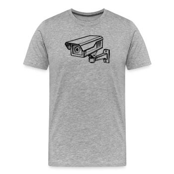 Überwachungskamera Sicherheit - lllustration - Männer Premium Bio T-Shirt - Grau meliert - Vorne - Damien (186cm)